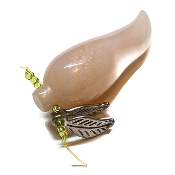 As Low As $2 Large Peach Aventurine Stone Pepper Pendant 44mm x 15mm - Picture 2 of 3